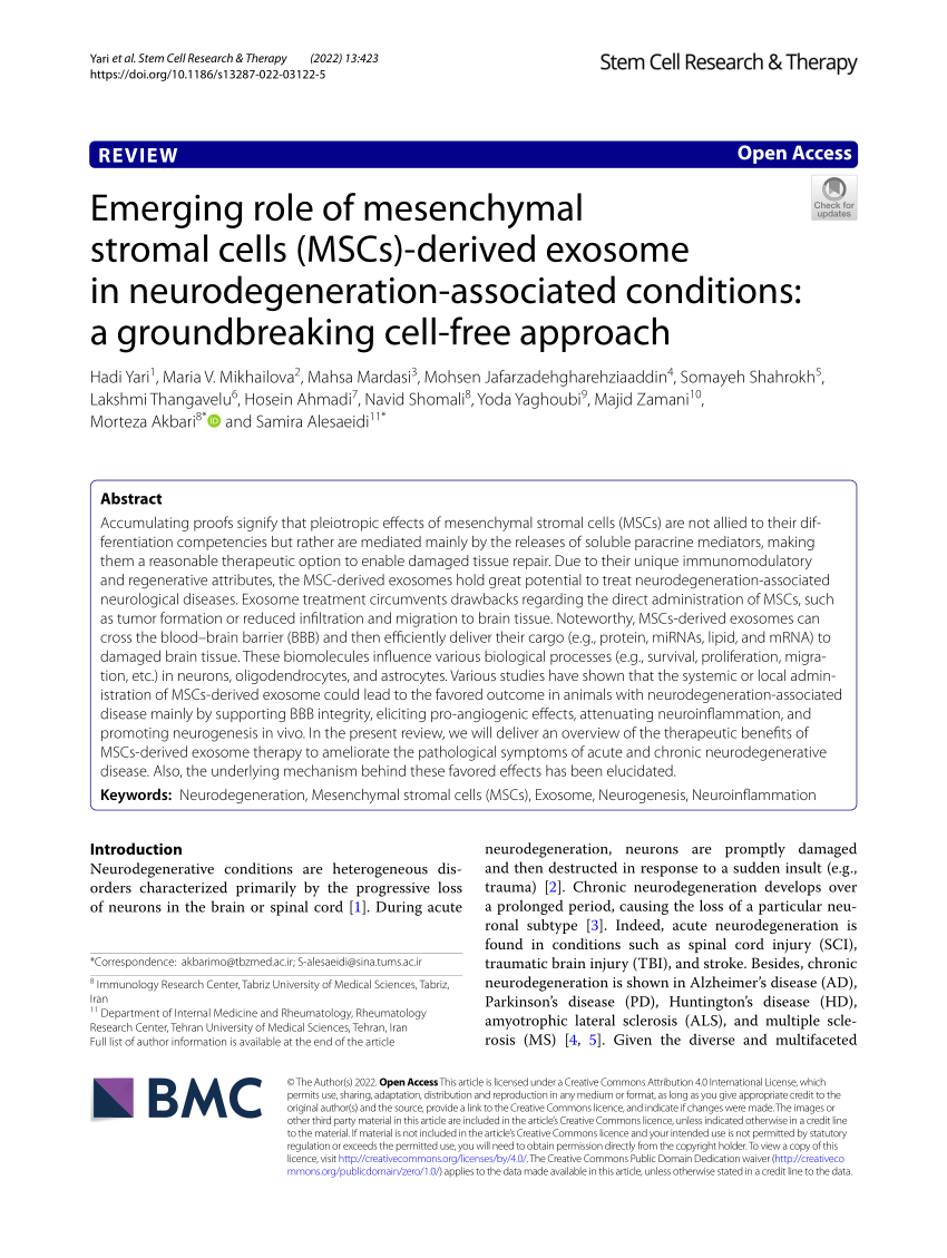 PDF) Emerging role of mesenchymal stromal cells (MSCs)-derived 