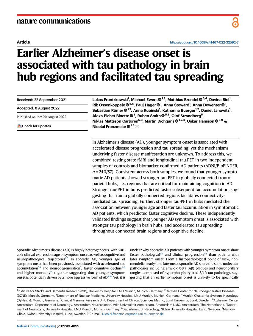 cash register Planting trees Blossom PDF) Earlier Alzheimer's disease onset is associated with tau pathology in  brain hub regions and facilitated tau spreading