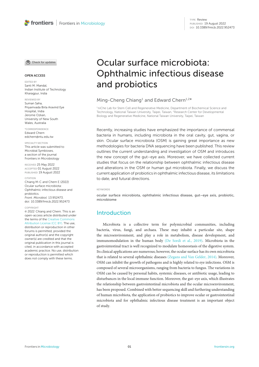 PDF Ocular surface microbiota Ophthalmic infectious disease and