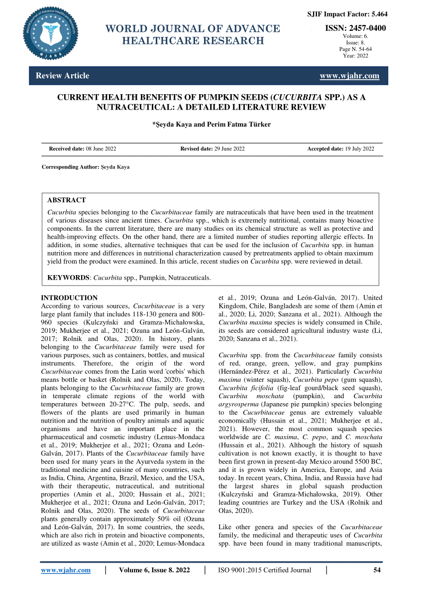 research paper on pumpkin seeds