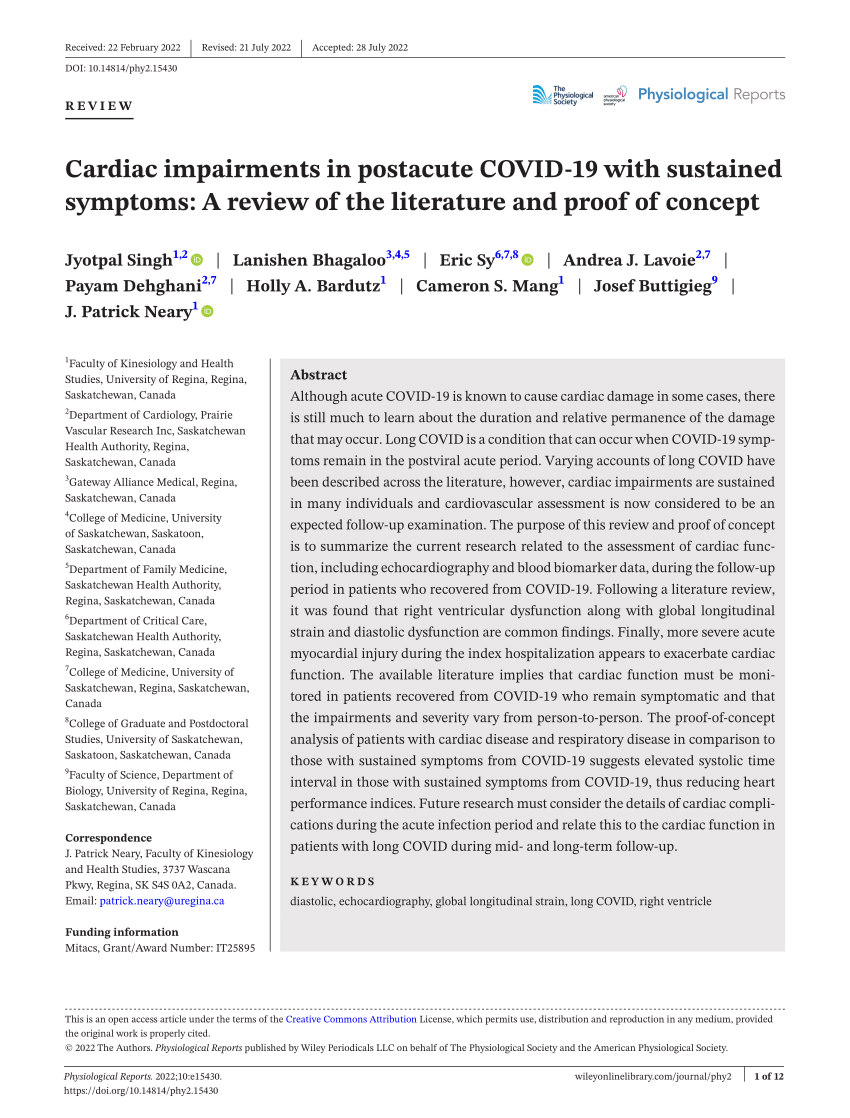 PDF Cardiac impairments in postacute COVID‐19 with sustained  