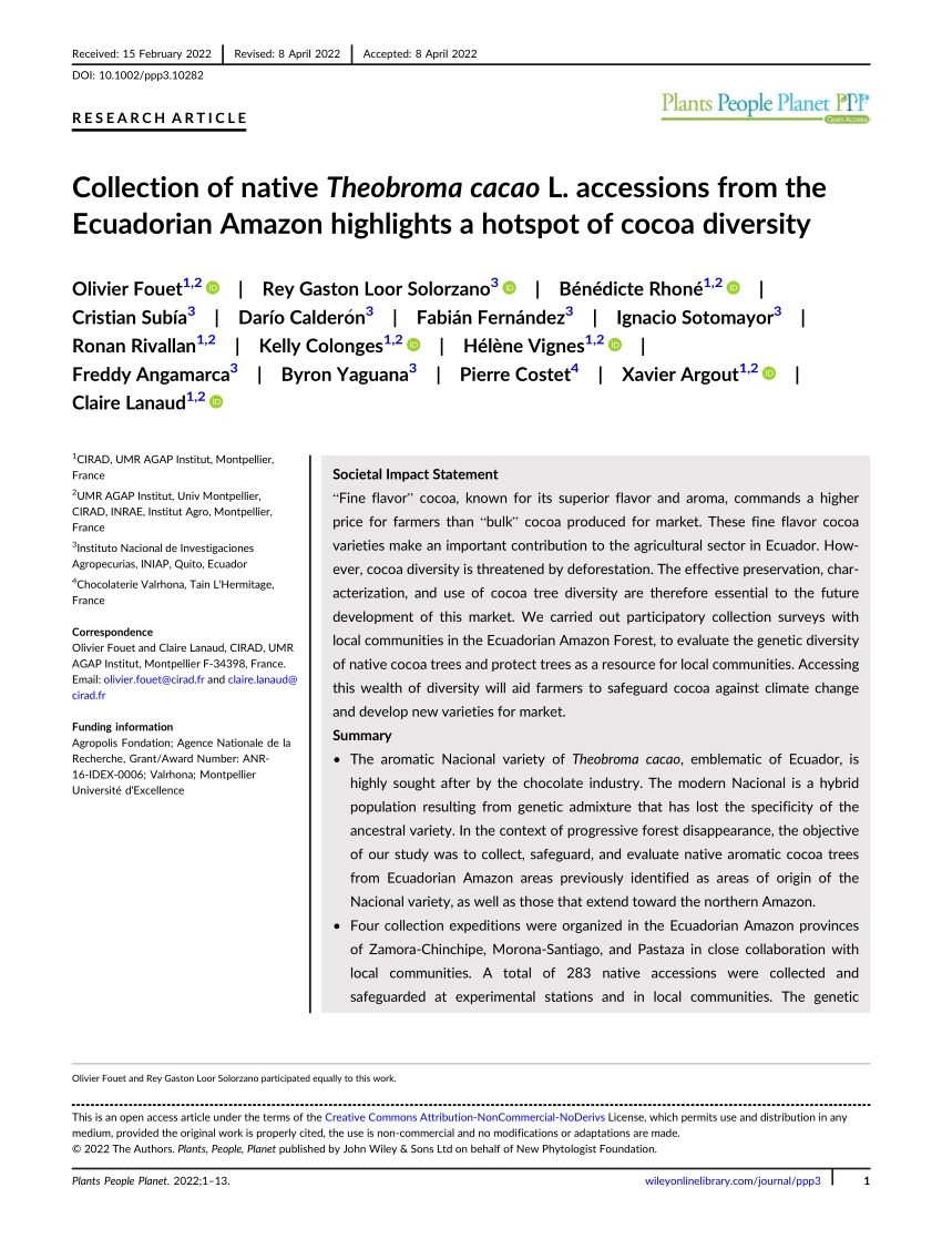 Roasted Adventurer Rendezvous PDF) Collection of native Theobroma cacao L. accessions from the Ecuadorian  Amazon highlights a hotspot of cocoa diversity