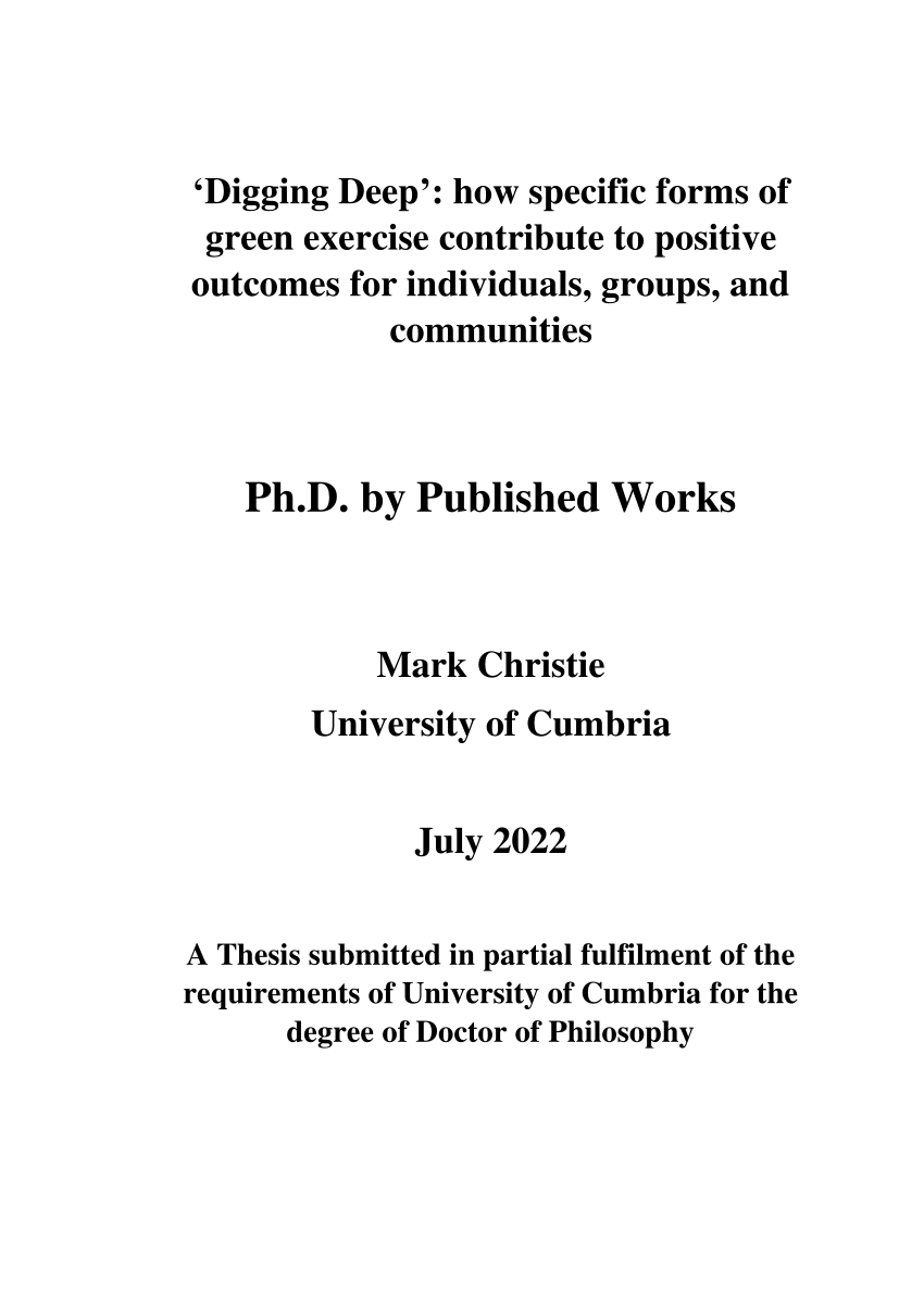 phd by published works kent