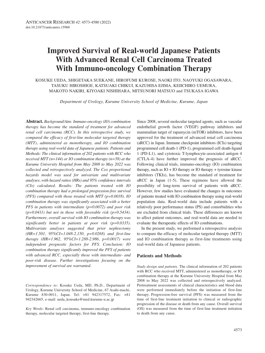 (PDF) Improved Survival of Realworld Japanese Patients With Advanced