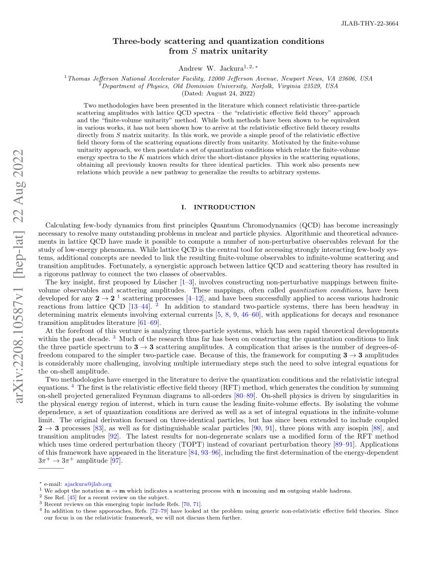 PDF) Three-body scattering and quantization conditions from $S