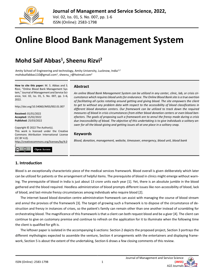 research topics on blood bank