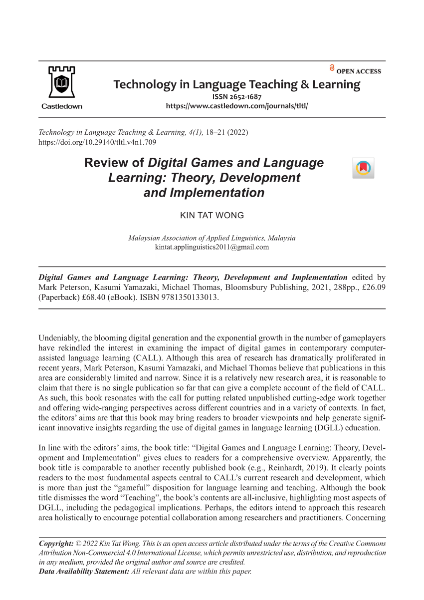 literature review on digital game based learning