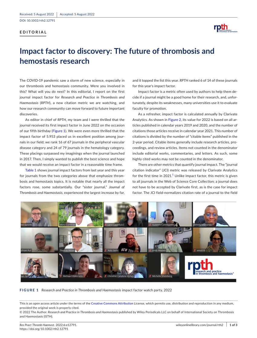 (PDF) Impact factor to discovery The future of thrombosis and