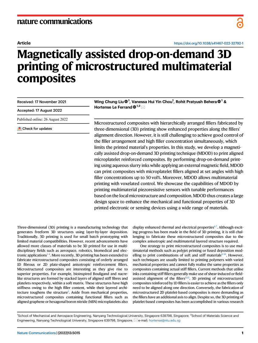 (PDF) Magnetically assisted drop-on-demand 3D printing of