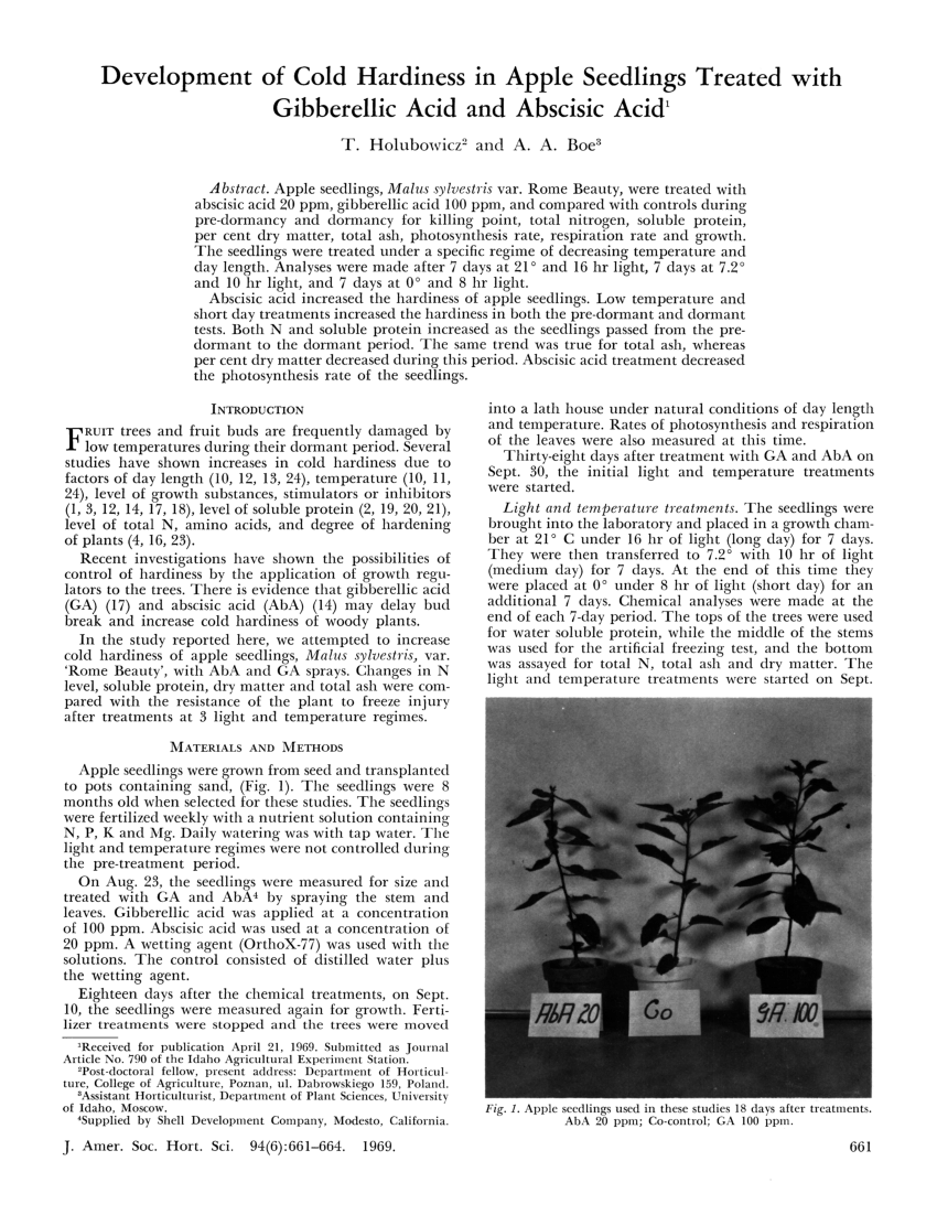 (PDF) Development of Cold Hardiness in Apple Seedlings Treated with