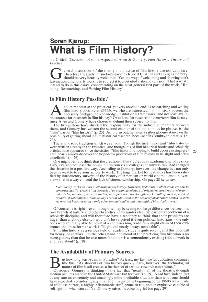 history of film research paper