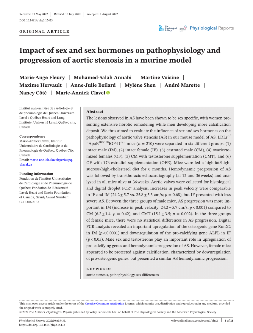 Pdf Impact Of Sex And Sex Hormones On Pathophysiology And Progression