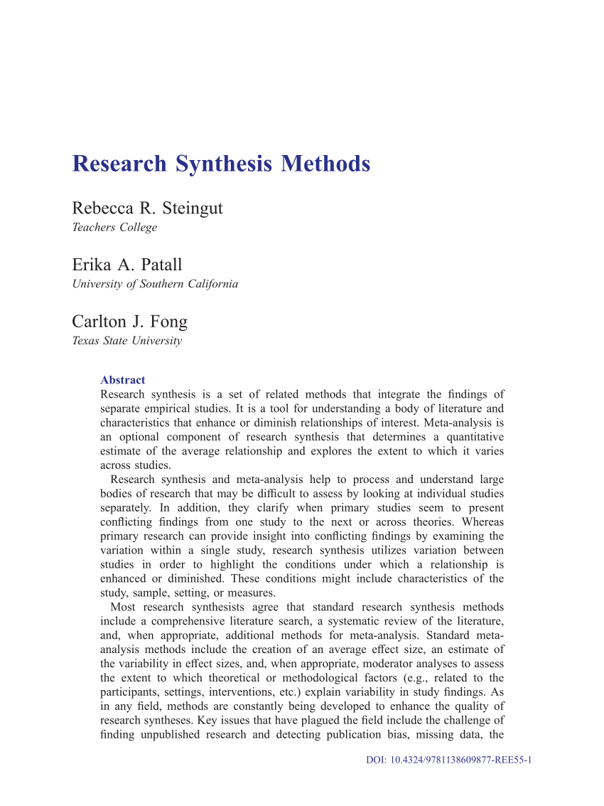 synthesis in research example pdf