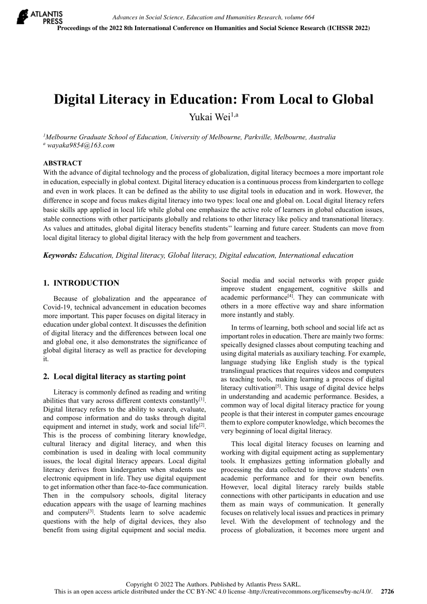 essay on digital literacy in education