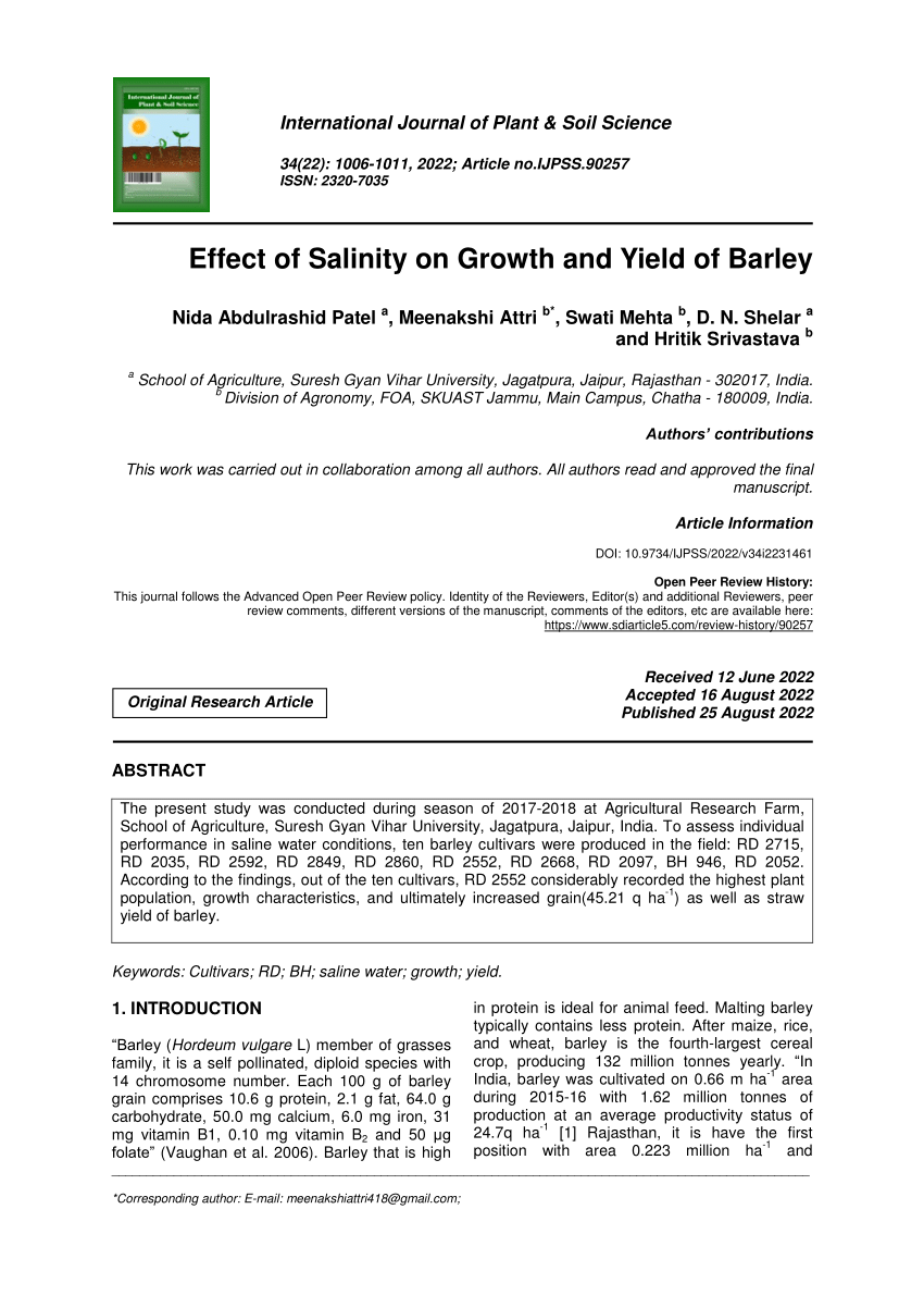 research paper of barley