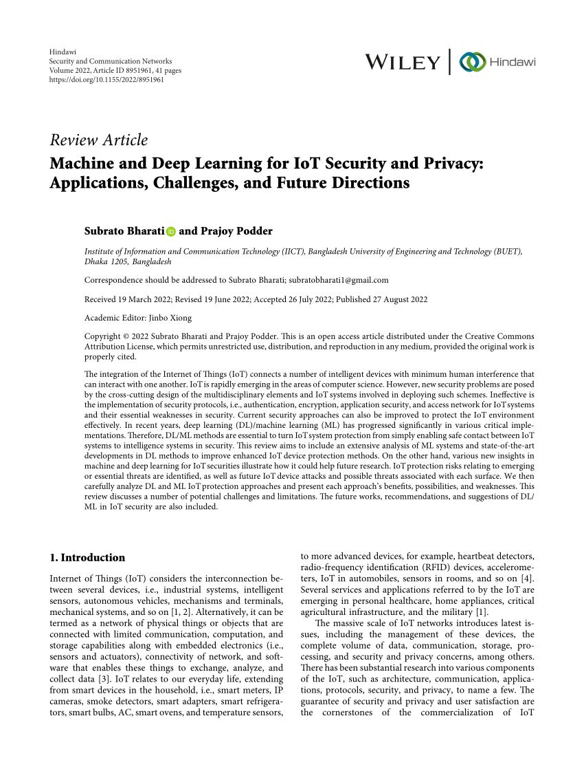 a systematic literature review of machine learning applications in iot