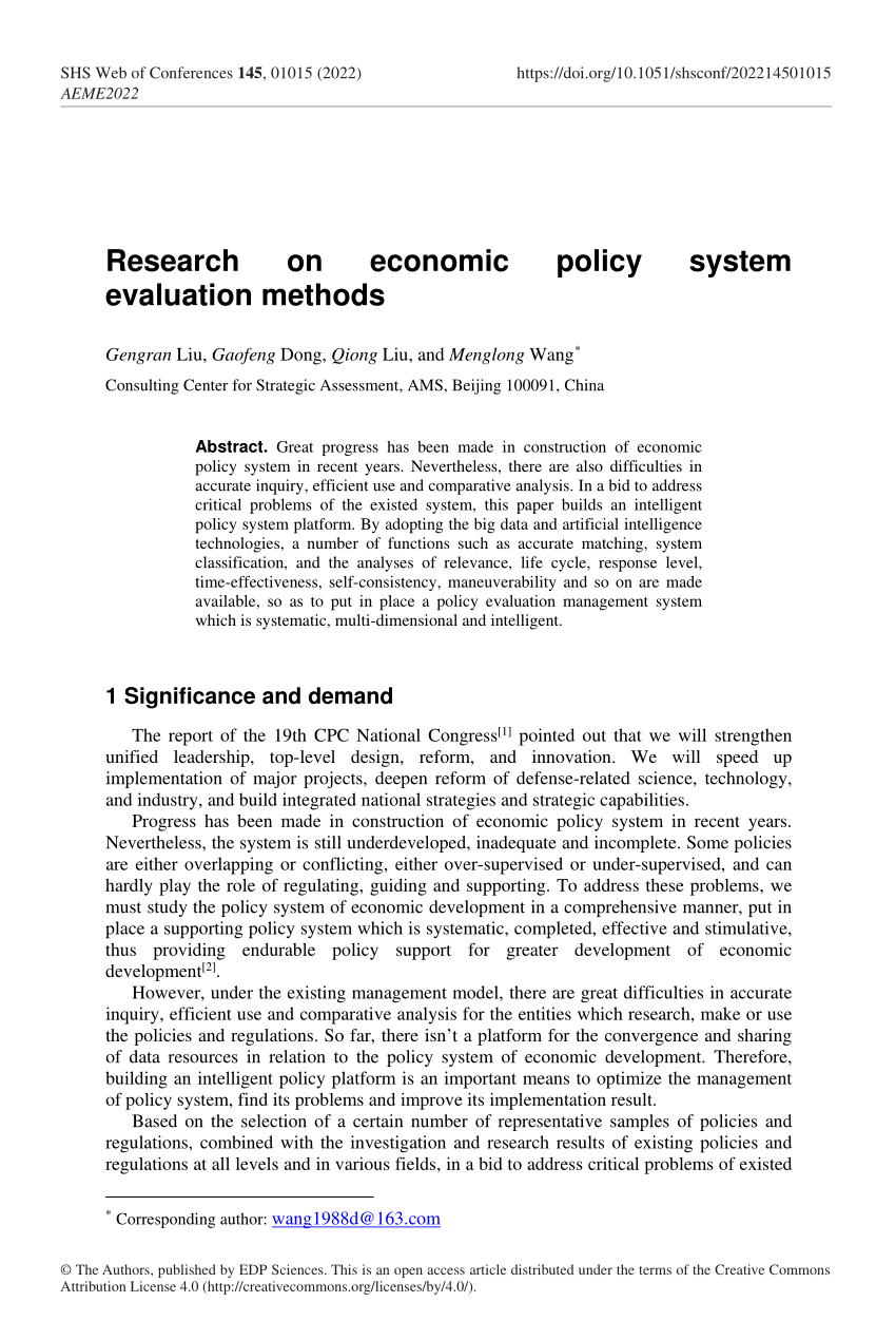 pdf-research-on-economic-policy-system-evaluation-methods