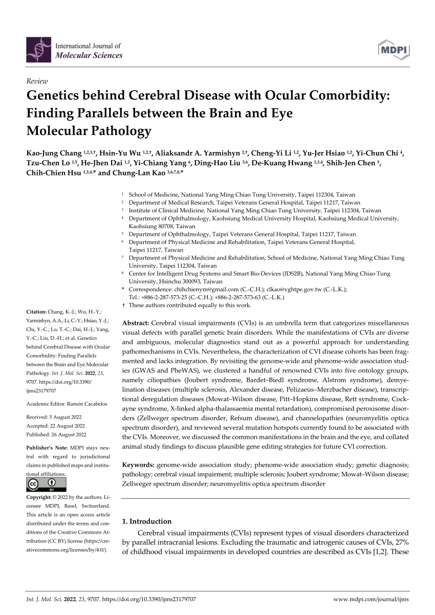PDF) Genetics behind Cerebral Disease with Ocular Comorbidity 