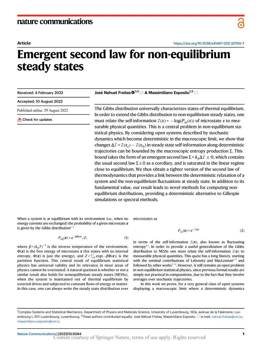 Non-equilibrium: Steady States