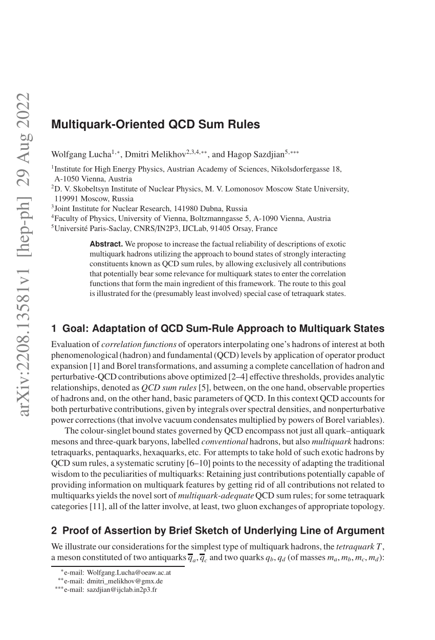 (PDF) MultiquarkOriented QCD Sum Rules