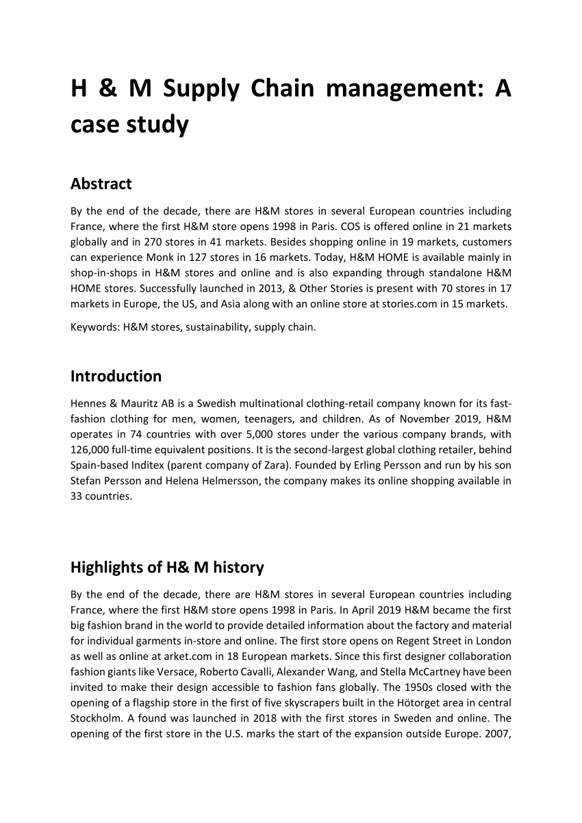 h&m supply chain case study