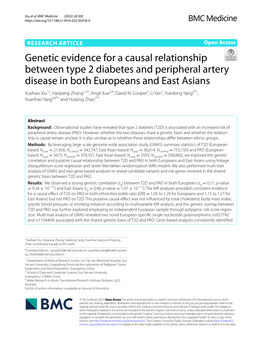 PDF) Genetic evidence for a causal relationship between type 2