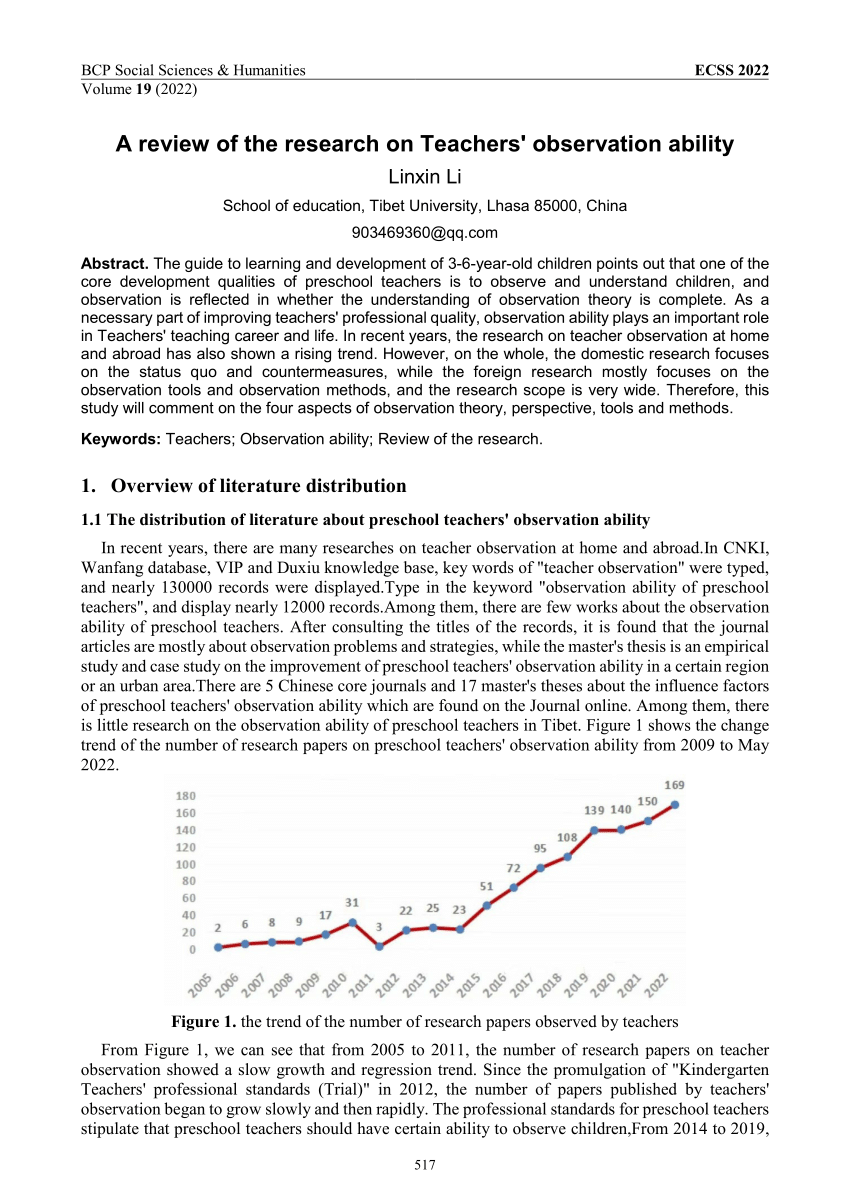 research on teachers observing teachers