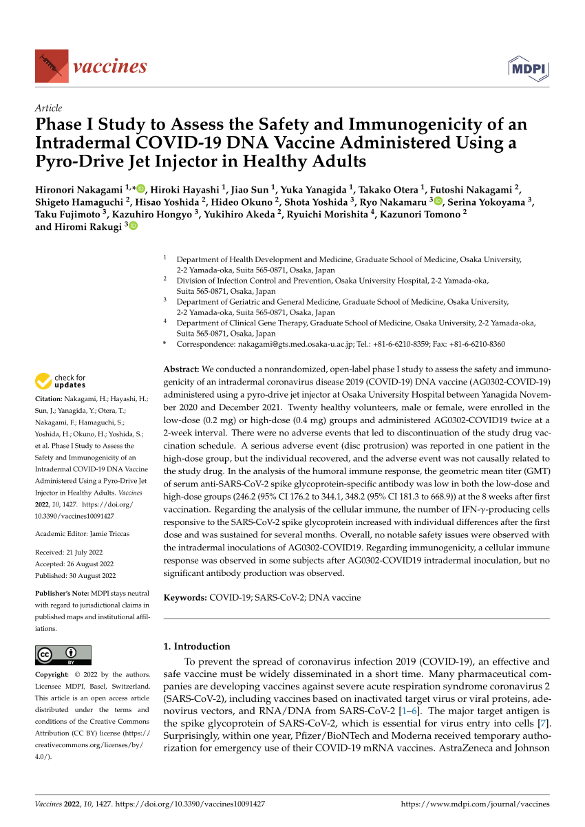 (PDF) Phase I Study to Assess the Safety and Immunogenicity of an