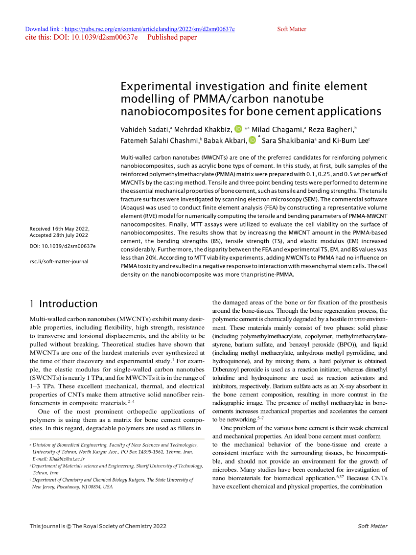 experimental investigation and modelling