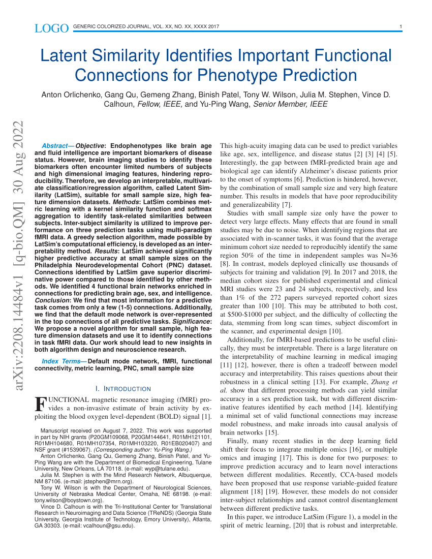 PDF) Latent Similarity Identifies Important Functional Connections for  Phenotype Prediction