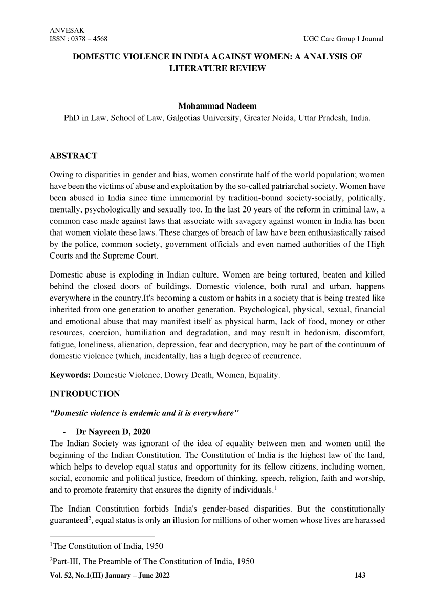 research paper on domestic violence in india