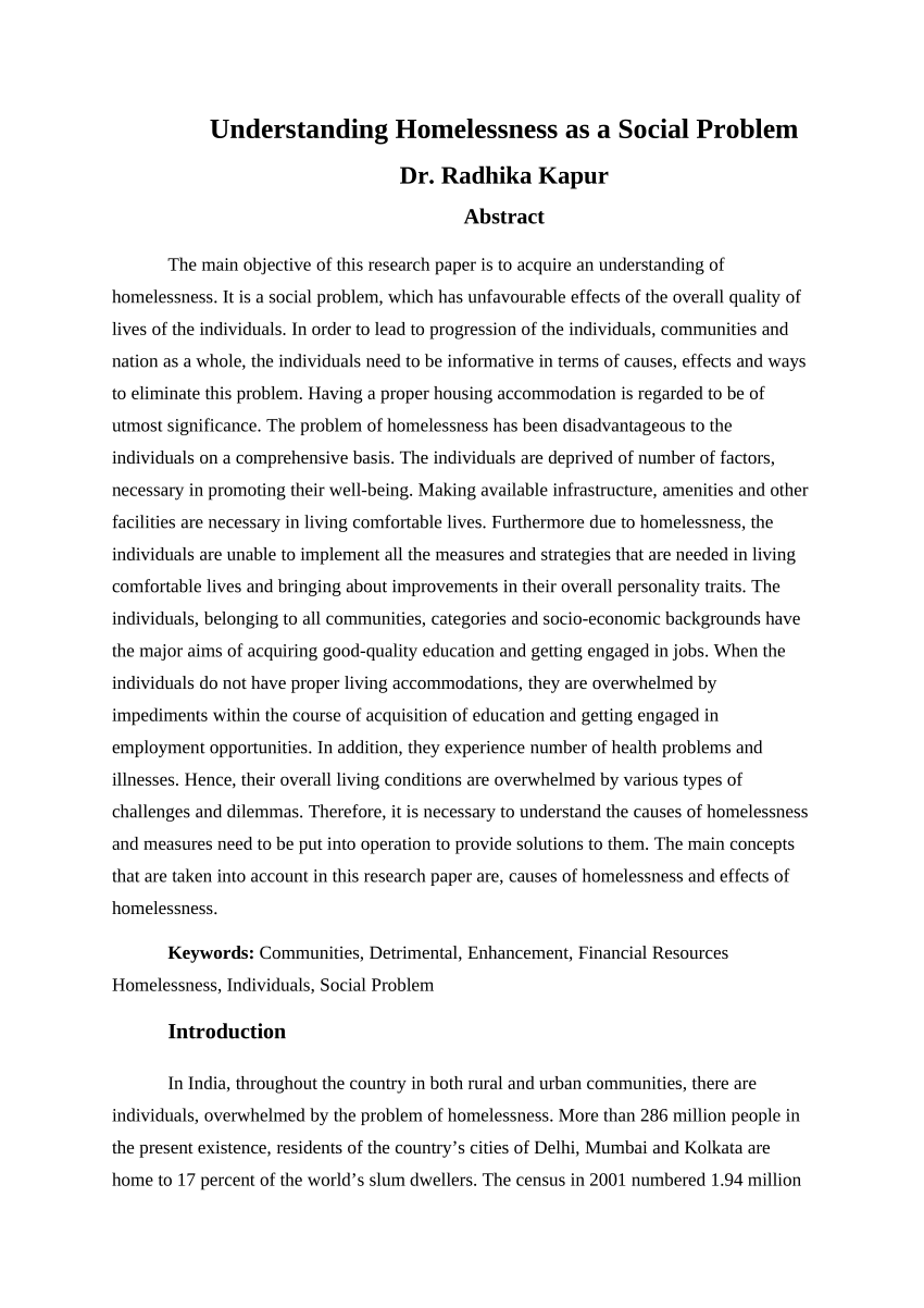 research essay on homelessness