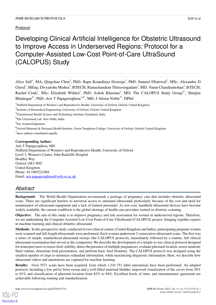 Pdf Developing Clinical Artificial Intelligence For Obstetric Ultrasound To Improve Access In 