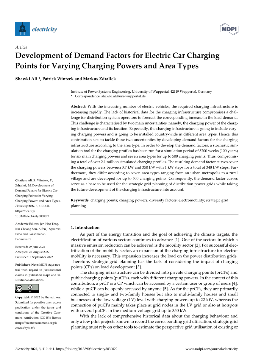 (PDF) Development of Demand Factors for Electric Car Charging Points