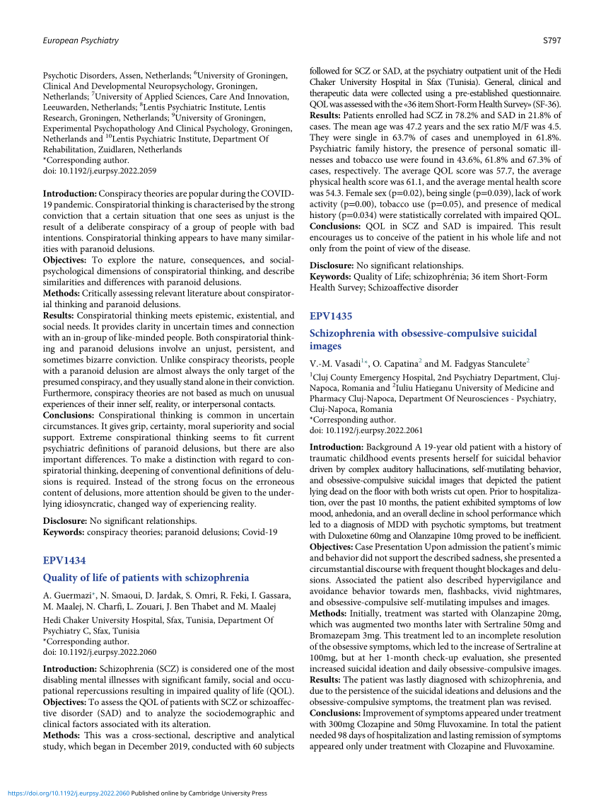 Pdf Quality Of Life Of Patients With Schizophrenia