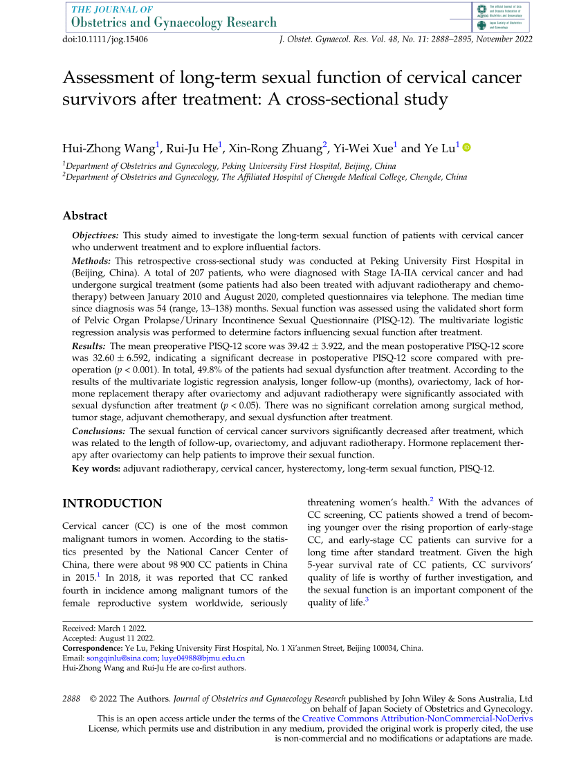 PDF Assessment of long term sexual function of cervical cancer