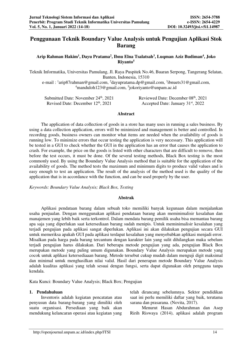 (PDF) Penggunaan Teknik Boundary Value Analysis untuk Pengujian ...
