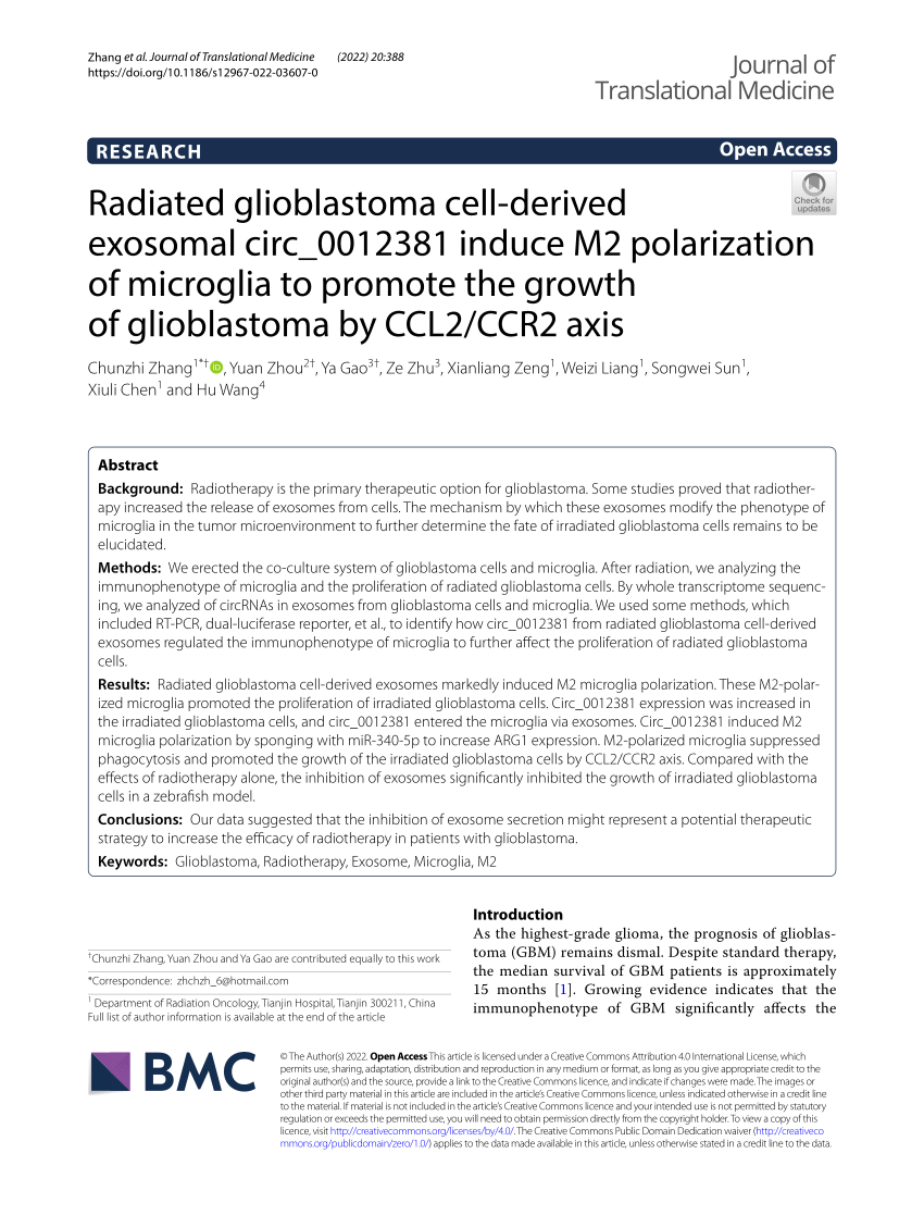 PDF Radiated glioblastoma cell derived exosomal circ 0012381  