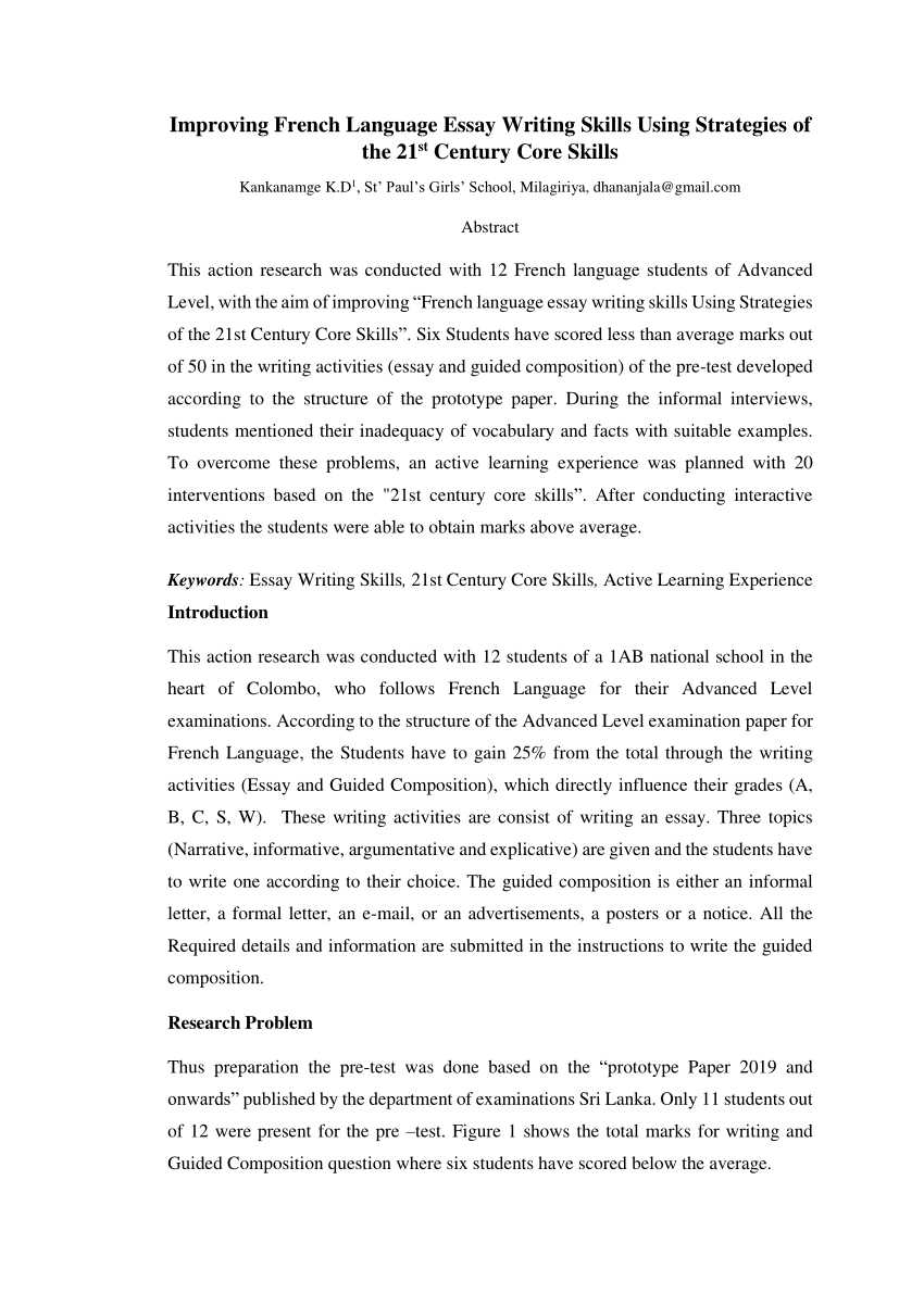 french essay sample pdf