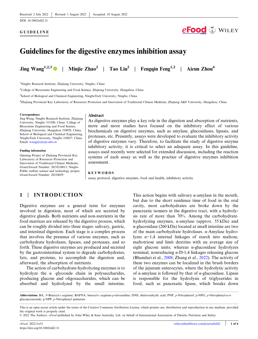 (PDF) Guidelines for the digestive enzymes inhibition assay