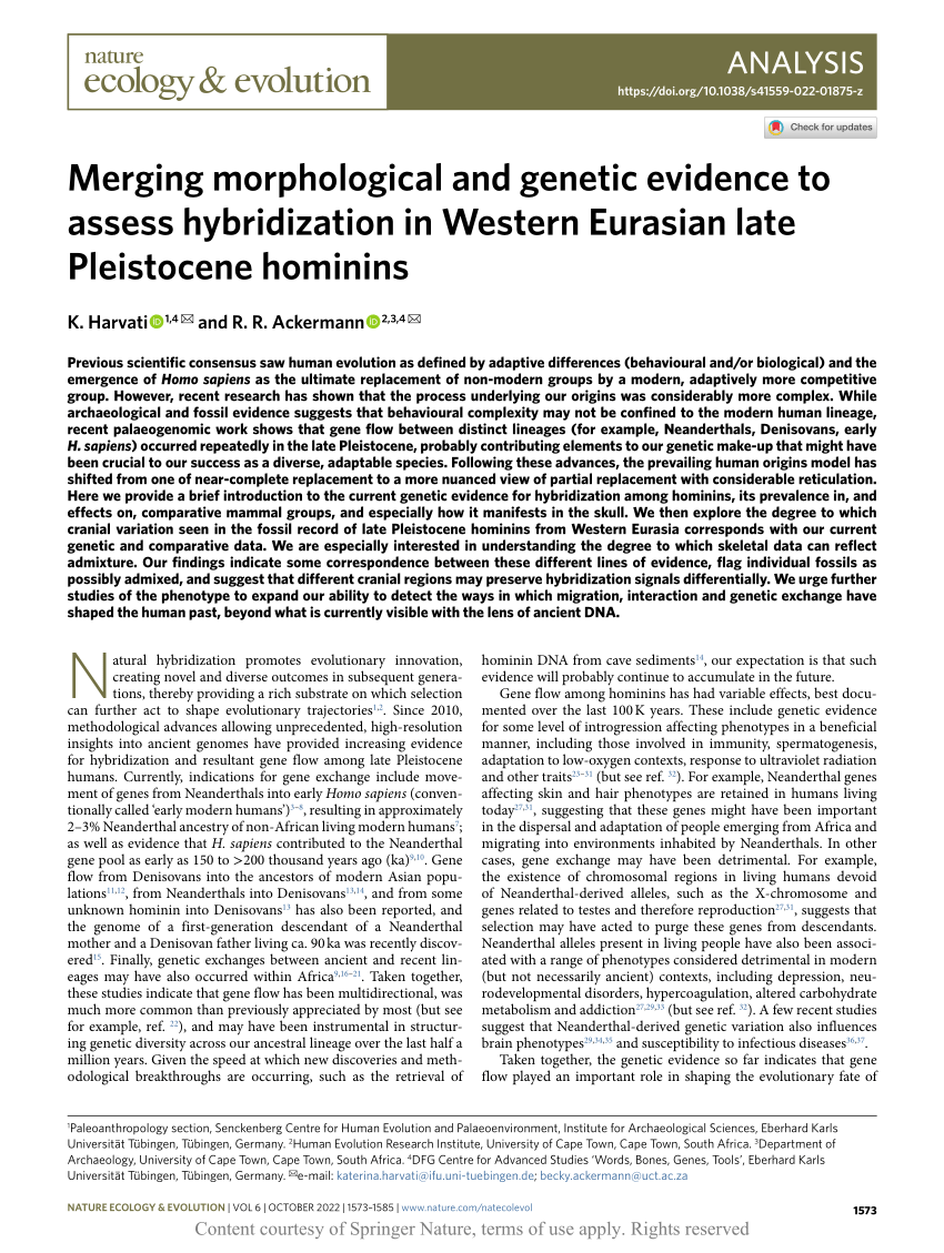 Merging Morphological And Genetic Evidence To Assess Hybridization In