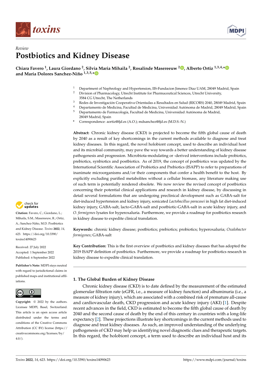 (PDF) Postbiotics and Kidney Disease