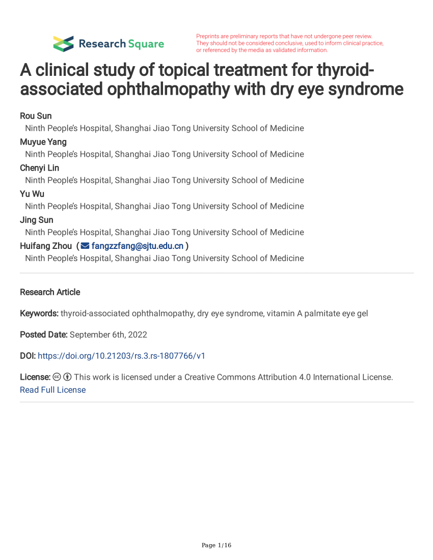 research on dry eye syndrome