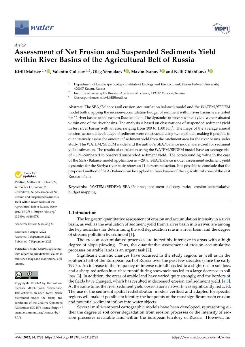 PDF) Assessment Of Net Erosion And Suspended Sediments Yield.