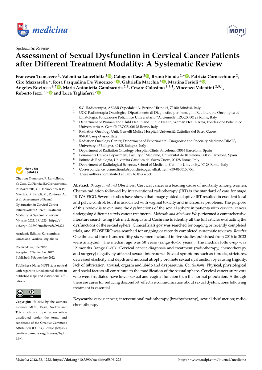 PDF Assessment of Sexual Dysfunction in Cervical Cancer Patients