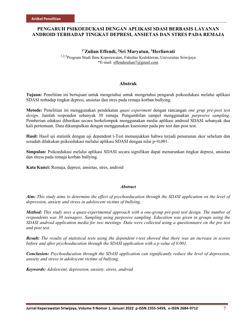 Pdf Pengaruh Psikoedukasi Dengan Aplikasi Sdasi Berbasis Layanan Android Terhadap Tingkat 0463