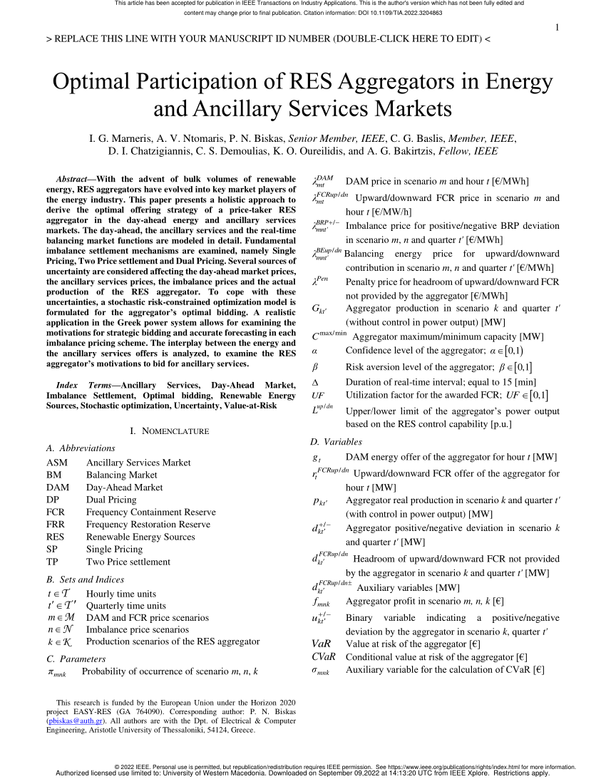 Ancillary Services Management (ASM)