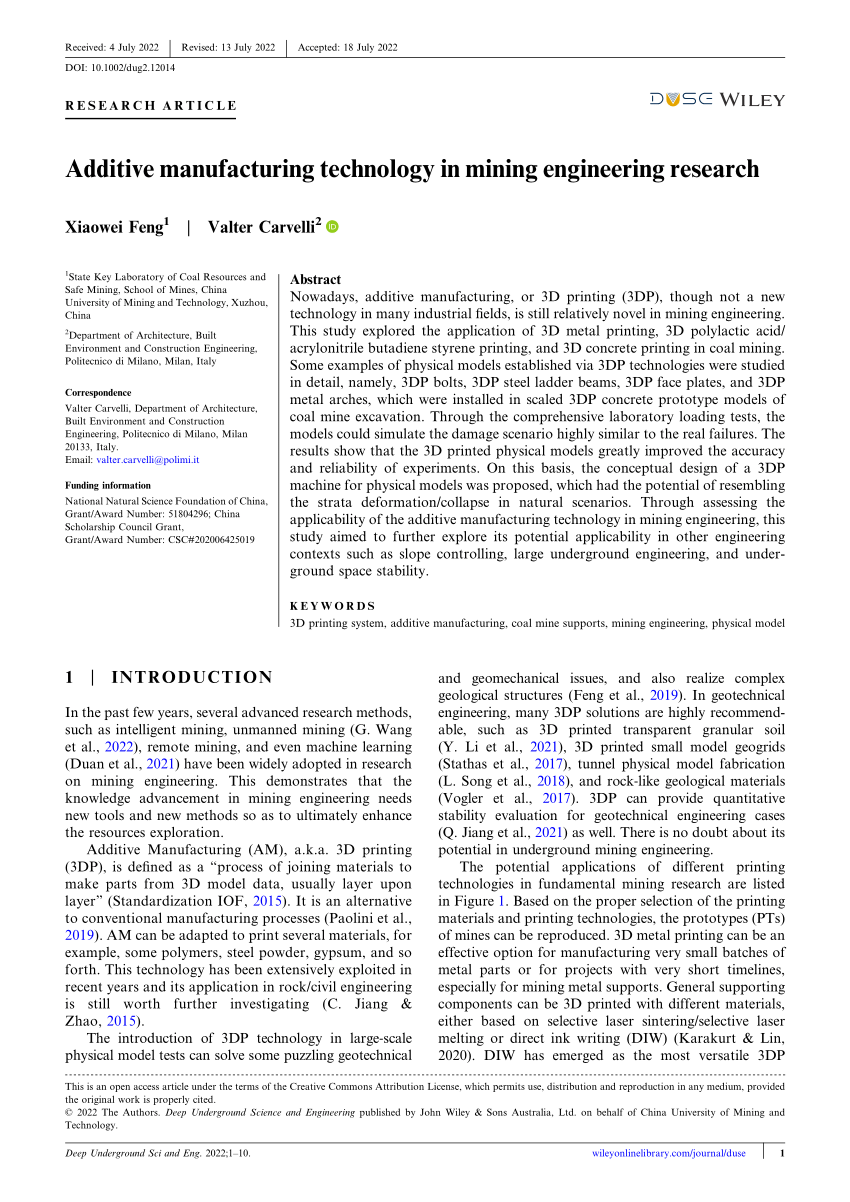 mining engineering research papers