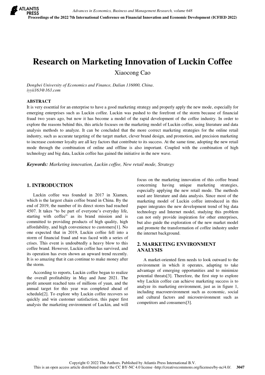 Pdf Research On Marketing Innovation Of Luckin Coffee 