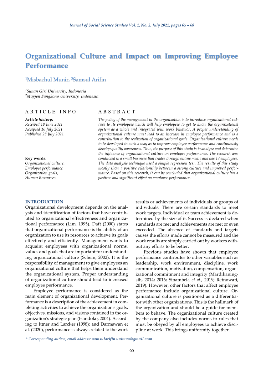 a literature review on organizational culture and corporate performance